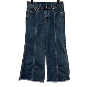 Anthropologie Current Air Wide Leg Side Slit Cropped Jean Size Medium